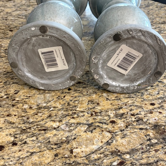 Home Accents Pair of Gray Pedestal Stands with Lime Green Decorative Spheres - Picture 3 of 4